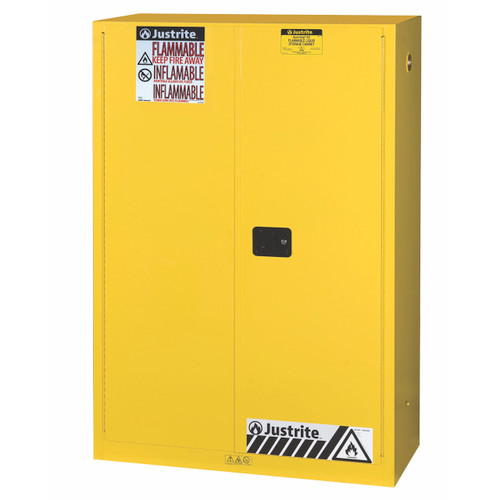 Justrite Sure-Grip® EX Classic Self-Closing 45 Gal Yellow Safety Cabinets For Flammables
