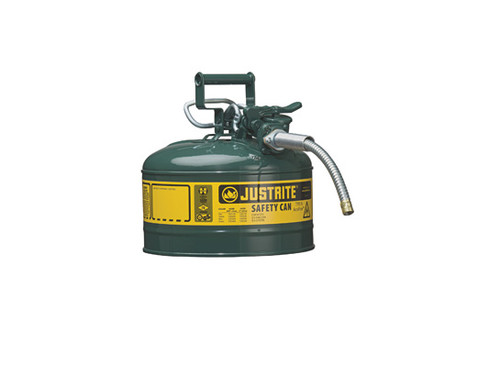 Justrite Type II AccuFlow 1 Gal Safety Gas Can w/ 5/8 in. Spout (Green)