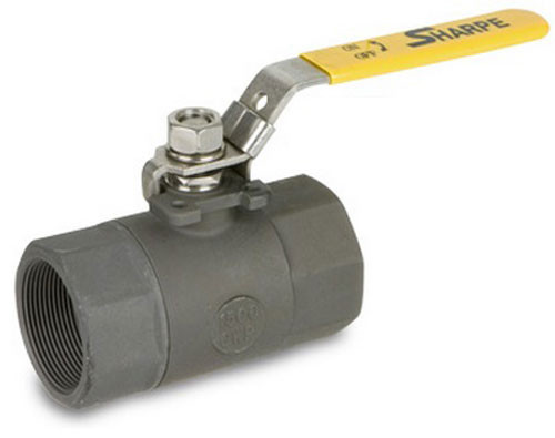 Sharpe Carbon Steel 2000 WOG Standard Port Locking 2-Piece Body Ball Valve - Threaded - 1/2 in.