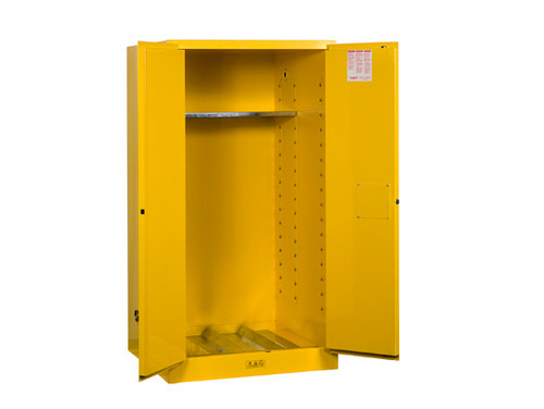 Justrite Yellow Vertical Drum Storage Cabinets - 2 Door Manual