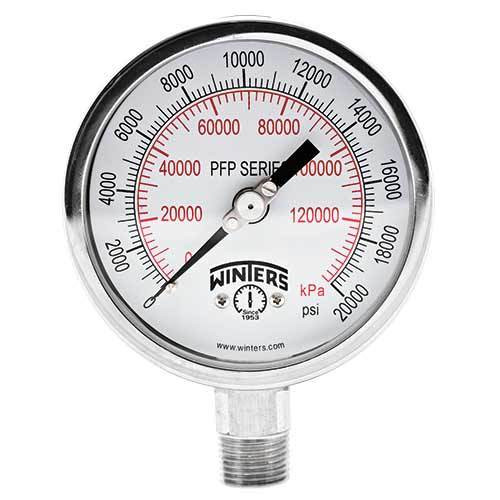 Winters PFP Series 4 in. Premium Stainless Steel Liquid Filled Gauge w/ 1/2 in. Bottom Mount