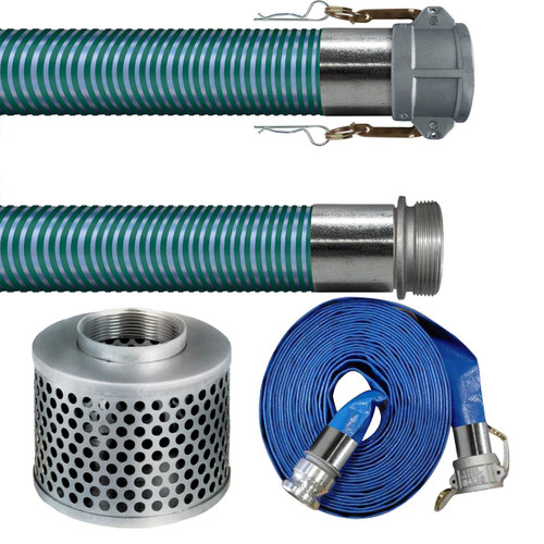 Kuriyama 6 in Water Suction & Discharge Hose Kit w/ Strainer & Camlock Couplings - For Transfer Pump