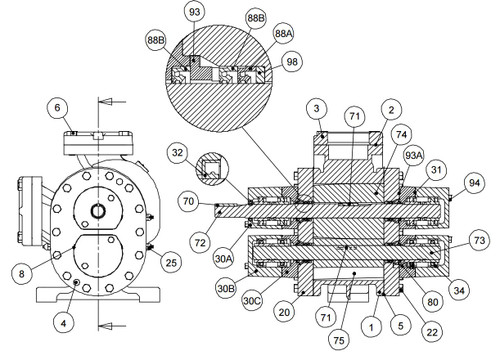 Roper Pumps Model 3858 & 4858 Pump Replacement Parts - Case Assembly - 3858