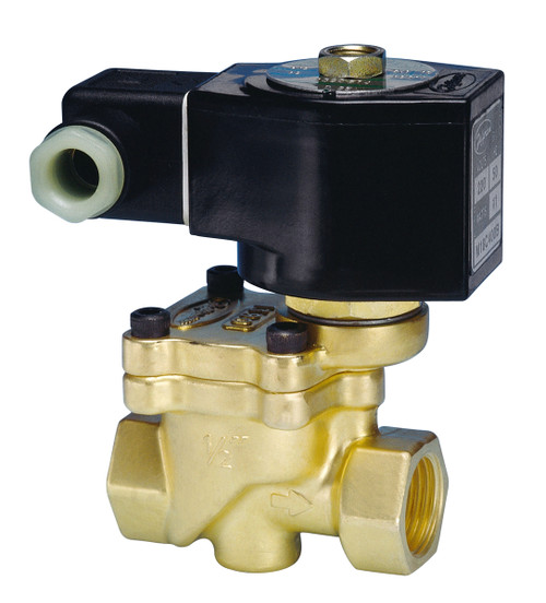 Jefferson Valves 1390 Series 2-Way Brass Explosion Proof Solenoid Valves - Normally Open - 1/2 in. - 24 VDC 19W - 2.75 - 1.5/150