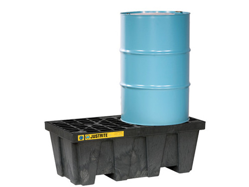 Justrite EcoPolyBlend In-Line Spill Control Pallet 2 Drum with Drain - Black