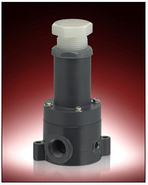 Plast-O-Matic Series RVDT & RVDTM 1/2 in. Poly Relief Valves w/ PTFE Viton Seals