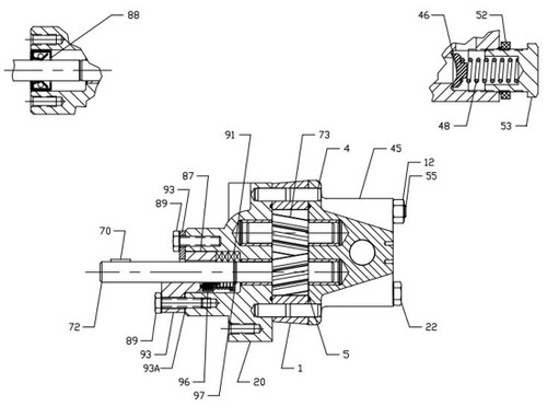 Roper Pumps A Series Pump Replacement Parts - Size A005-A02 - Drive Shaft & Gear - 02