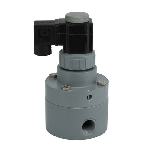 Plast-O-Matic 1 1/2 in. Series PS High Flow Pilot Operated Solenoid Valve w/ FKM Seal