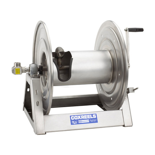 Coxreels 1125 Series Unpolished Stainless Steel Hand Crank Hose Reels - Reel Only - 3/4 in. x 100 ft.
