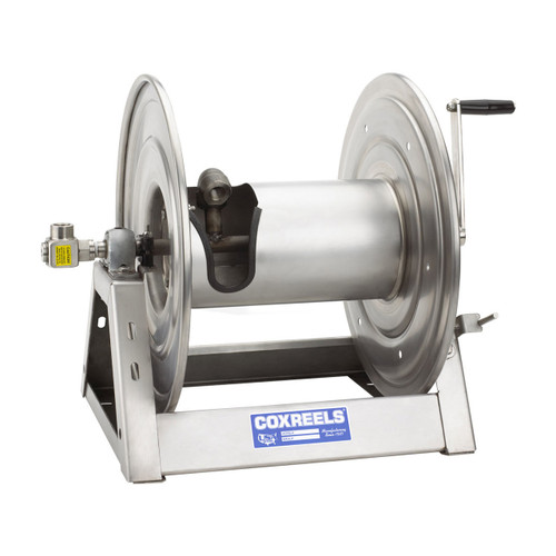 Coxreels 1125 Series Electro-Polished Stainless Steel Hand Crank Hose Reel - Reel Only - 3/4 in. x 100 ft.