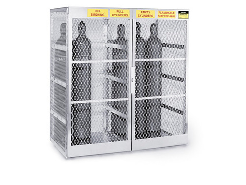 Aluminum Compressed Gas Lockers Vertical Storage - 20 Cylinders