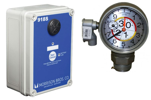 Morrison Bros. 918 Series 2 in. Female NPT Clock Gauge & Alarm w/ Drop Tube Float - Meters & Centimeters