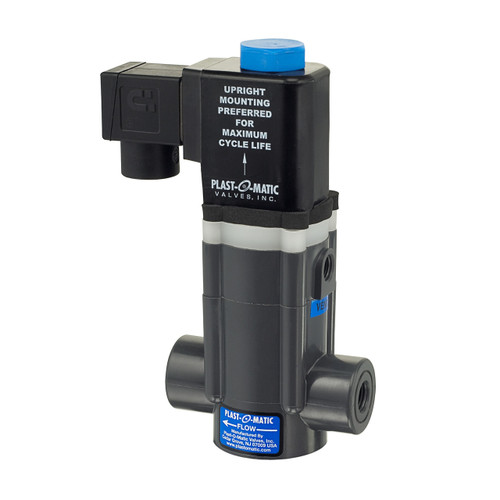 Plast-O-Matic 3/4 in. EASMT Series Normally-Closed PTFE Bellows Seal Solenoid Valves - FKM Seals