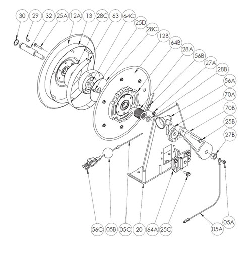 HGR50 & HGR100 Grounding Reel Parts - HGR Ratchet Wheel with Bearing - 64B, 25D