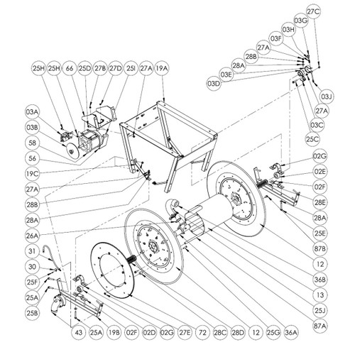 EPIV Electric Rewind Reel Parts - Disc Brake & Sprocket - 03B