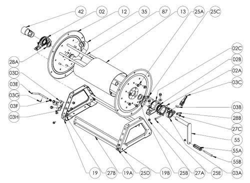 Hannay Reels 4000 Series Hand Crank Reel Parts - Cam Lock Brake Complete - 03