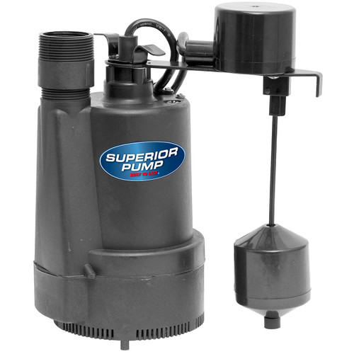 Decko 92342 1/3 HP Thermoplastic Sump Pump with Vertical Float Switch - 40 GPM