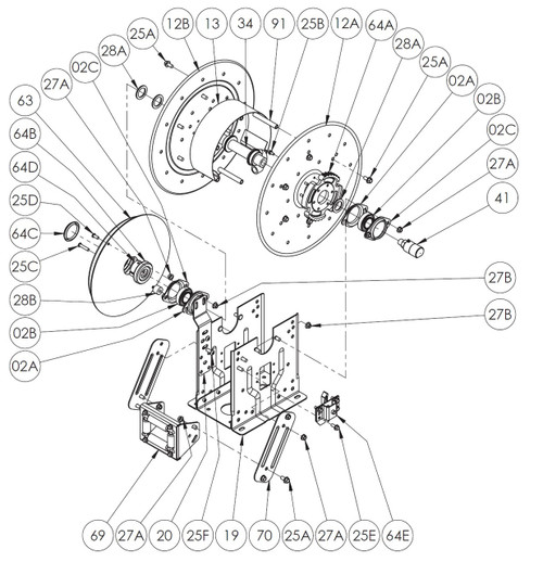 DEF Series Spring Rewind Reel Parts - Ratchet Wheel - 64A - All