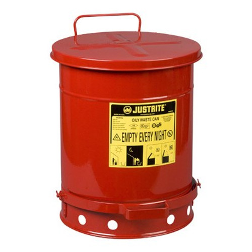 Justrite 6 Gal Oily Waste Can w/ Foot Operated Cover (Red)