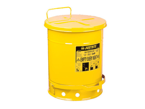 Justrite 6 Gal Oily Waste Can w/ Foot Operated Cover (Yellow)