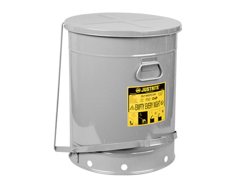 Justrite SoundGard 21 Gal Oily Waste Cans (Silver)