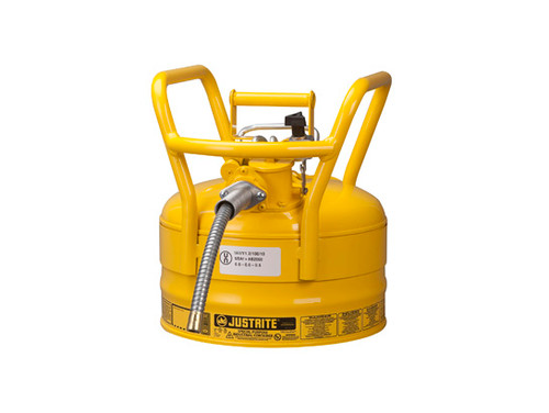 Justrite 2 1/2 Gal UNO D.O.T. Safety Gas Can For Flammables w/ 5/8 in. Spout (Yellow)