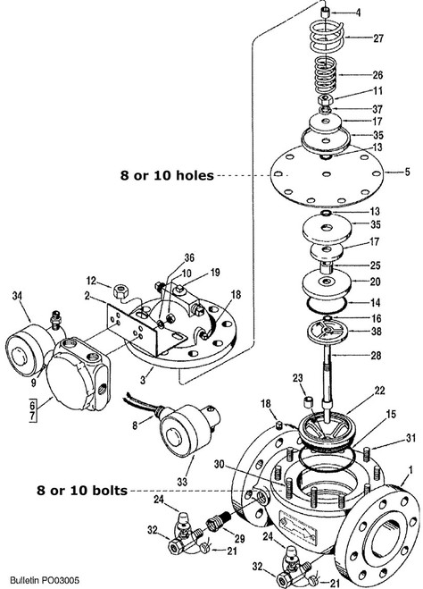 Smith 4" 210 Control Valve Replacement Parts - 5 - Diaphragm: 8 Bolt Viton - 1
