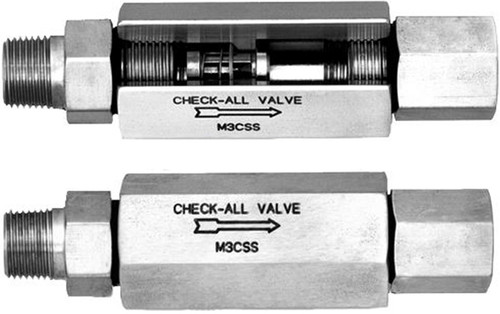 Check-All Valve Mini-Check 316 Stainless Steel Check Valves - 3/8 in. - Female NPT - Male NPT