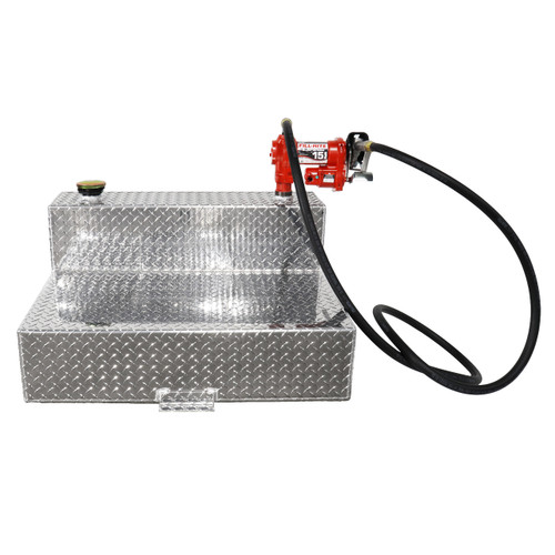47 Gallon Aluminum L-shape Fuel Transfer Tank w/ Fill-Rite 15 GPM Pump (12V DC)