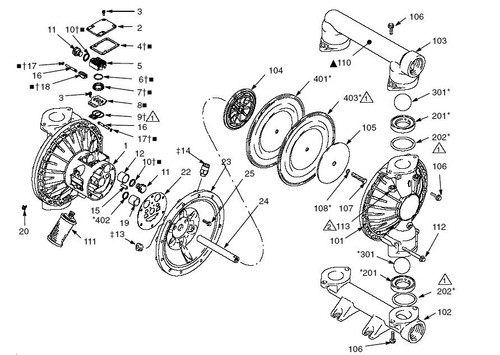 Graco Husky 2150 Metal Diaphragm Pump Parts