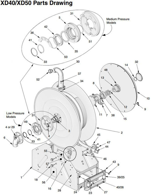 Graco XD 40, 50 & 60 Hose Reel Roller Guide Repair Kits