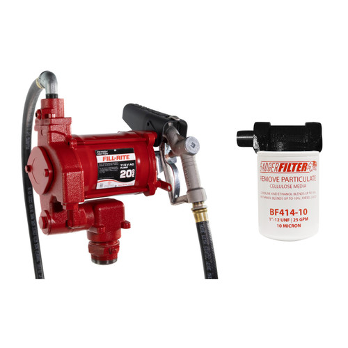 Fill-Rite FR700V 115V AC Transfer Pump w/ Manual Nozzle & Fuel Filter Kit - 20 GPM