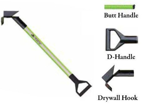 Leatherhead Tools 6 ft. Dog-Bone Drywall Hook w/Butt Handle - Lime