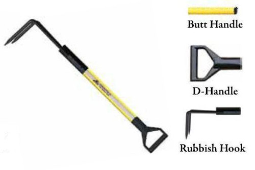 Leatherhead Tools 3 ft. Dog-Bone Rubbish Hook w/D-Handle - Yellow