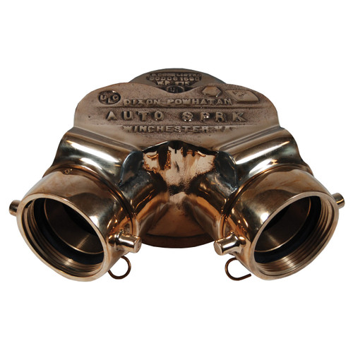 Dixon  2-1/2 in. NH (NST) x 4 in. NPT Polished Brass Auto Sprinkler Double Clapper Siamese Connection Bottom Outlet