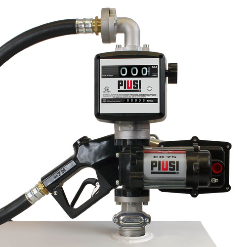 PIUSI EX75 12V DC Fuel Transfer Pump Pro Kit with Meter and Auto Nozzle - 20 GPM