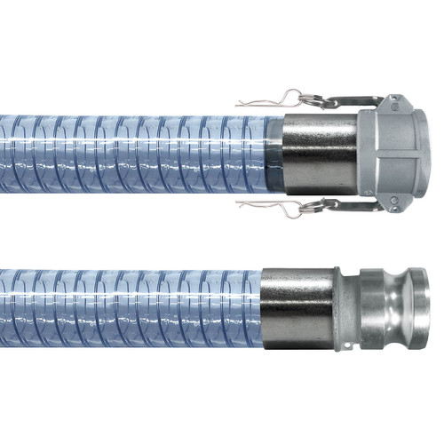 Kuriyama Polyspring Series K7160 1 1/2 in. Standard Wall PVC Vacuum/Transfer Hose w/ Stainless C x E Ends