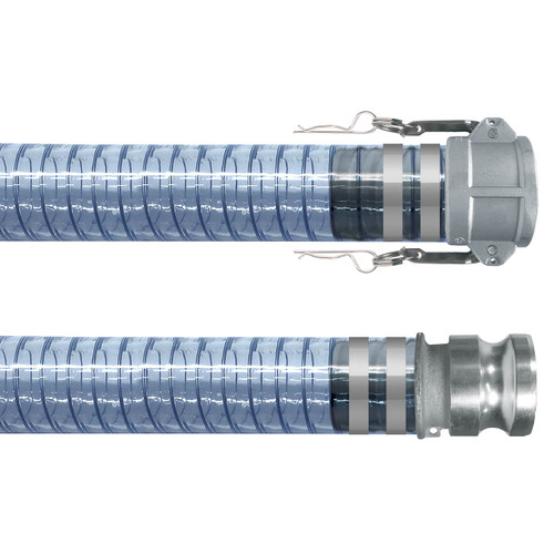 Kuriyama Polyspring Series K7160 1 1/2 in. Standard Wall PVC Vacuum/Transfer Hose w/ Stainless C x E Ends