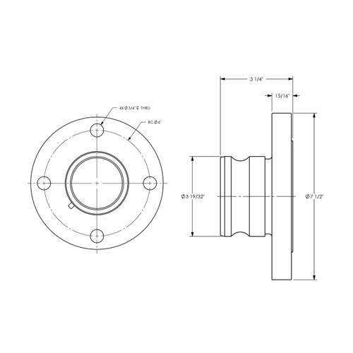 Dixon 3 in. 316 Stainless Steel Cam & Groove Adapter x 150 ANSI Flange