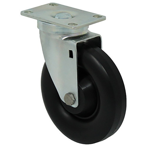 Durable Superior 5 in.  x 1 1/4 in. Light-Medium Duty Swivel Caster, Black Polyolefin w/Dust Cover, Plate Mount