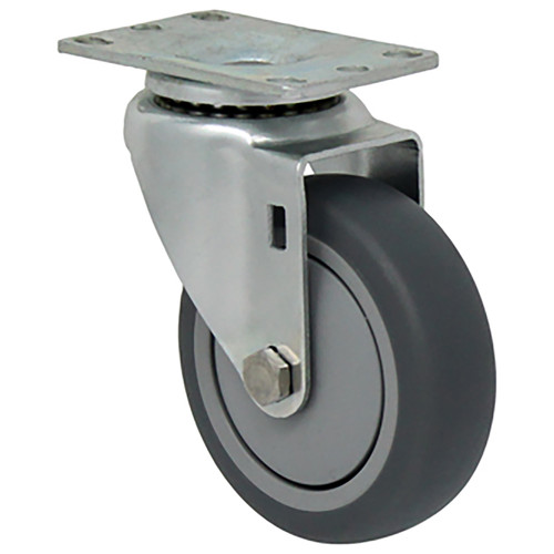 Durable Superior 4 in.  x 1 1/4 in. Light Duty Swivel Caster, Gray Thermo-Pro™ Rubber , Plate Mount