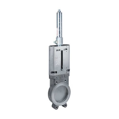 Metaltecnica 6 in. Stainless Steel ANSI Flanged Gate Valve w/ Stainless Steel Knife - Double Acting Hydraulic Cylinder