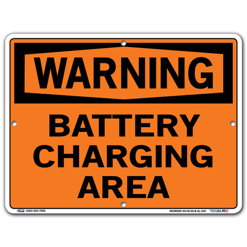 Vestil SIW Series Warning Battery Charging Area 12 1/2 in. x 9 1/2 in.