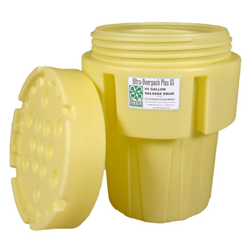 UltraTech 0582 Overpack Salvage Drums, 65 Gallons, Yellow