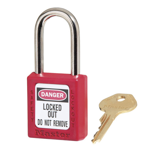 Master Lock 410RED Red Zenex Thermoplastic  Padlock, 1-1/2 in. W w/1-1/2 in. Tall Shackle, Keyed Different