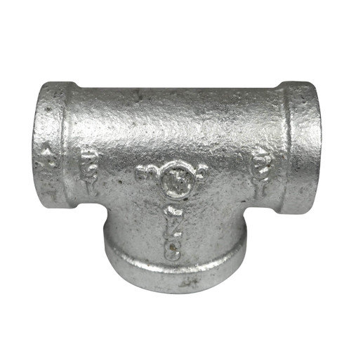 Service Metal Series SGBHT Class 150 Galvanized Malleable Iron 1/2 in. x 1/2 in. x 3/4 in. Bull Head Tee