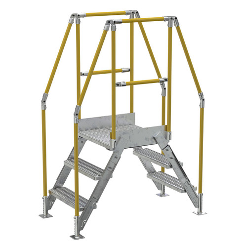 Vestil COL-3-HDG 3 Step Galvanized Cross-Over Ladder, 28-1/4 in. H Underside