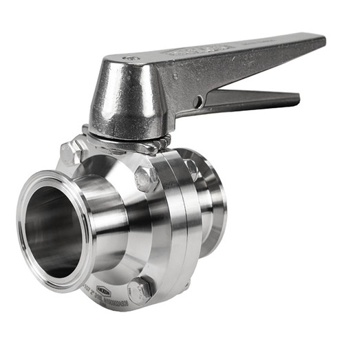 Dixon B5107 Series 4 in. 316L Stainless Steel Trigger Handle Sanitary Butterfly Valve, FKM Seal, Clamp End