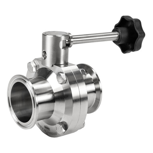 Dixon B5107 Series 3/4 in. 316L Stainless Steel Infinite Position Handle Sanitary Butterfly Valve, Viton Seal, Clamp End