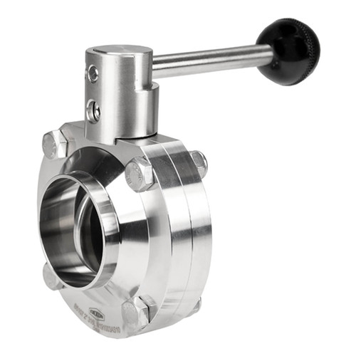 Dixon B5107 Series 1 1/2 in. 316L Stainless Steel Pull Handle Sanitary Butterfly Valve, EPDM Seal, Weld End
